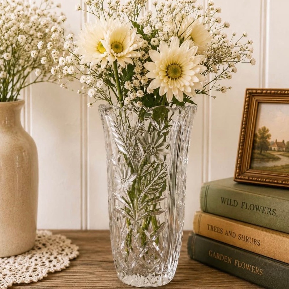 Vintage Cut Crystal Flower Vase